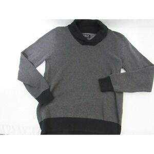 21 Men Gray Open High Neck 100% Soft Cotton Herringbone Sweater